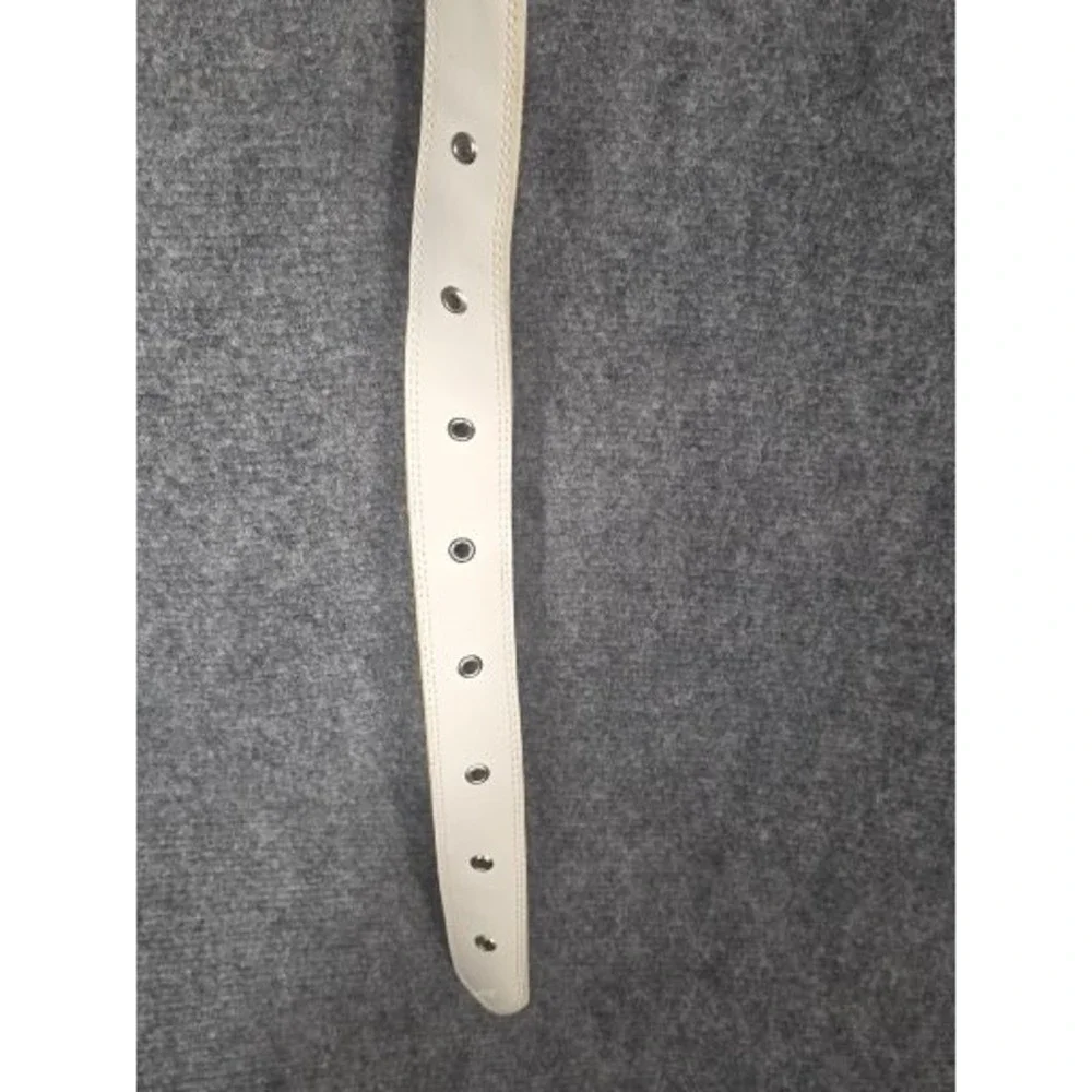 Mudd Womens White‎ Genuine Leather Rhinestone Buckle Belt Size XL Style B385M